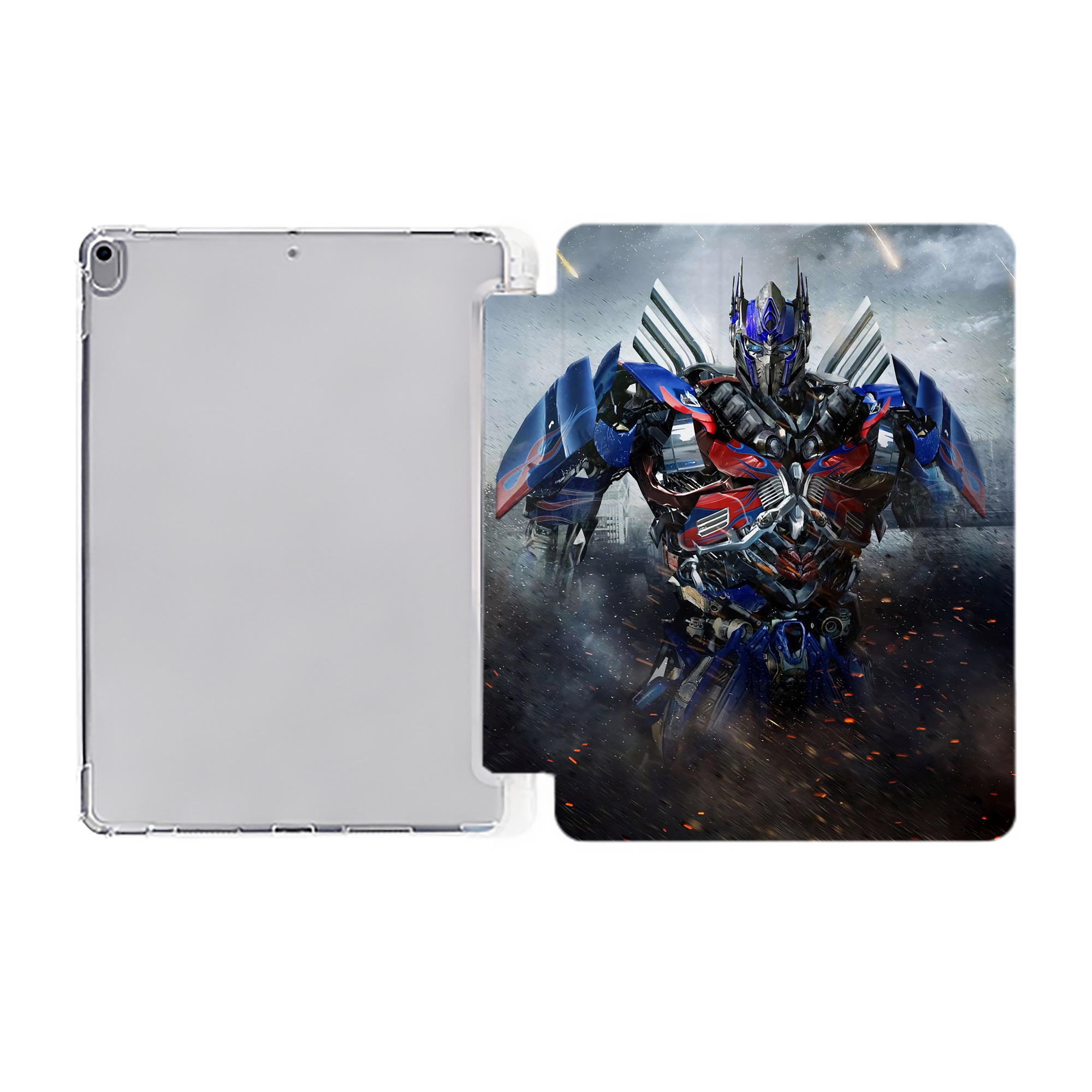 （画像用） Transformers トランスフォーマー IPad ケース ペン収納付き 三つ折りスタンド PUレザー×シリコン 対応機種9.5/10.5/10.9インチ